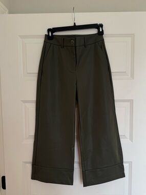 NWT White House Black Market Faux Leather Crop Wide Leg